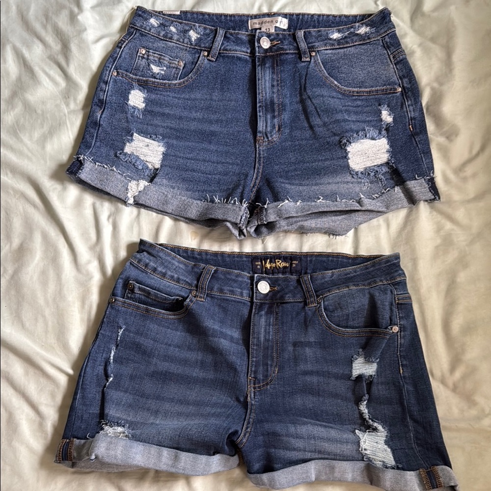 Distressed Blue Denim Women's Shorts